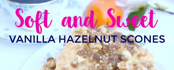 This vanilla hazelnut scones recipe is soft + sweet.